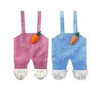 2 Panier De Pâques Pour, Sacs Œufs Pâques Lapin Réutilisables, Sac Fourre-tout Salopette Lapin, Sacs Cadeaux Mignons De Pattes Avec Décor De Carotte Pour Les Faveurs De Fête