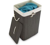 2 paniers à linge en bambou, avec couvercle, rectangulaires, XL, 83 L, pliables, H x l x P : 65,5 x 43,5 x 33,5 cm, noir