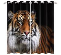 2 Panneaux-80x200cm Tiger Blackout Rideaux Dangerous Fiercely Black and Yellow Stripe Wildlife Tiger Animal Themed[643]