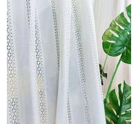 2 panneaux de rideaux en voile transparent avec dentelle ajourée - Blanc - 107 x 244 cm (42 x 96 pouces)