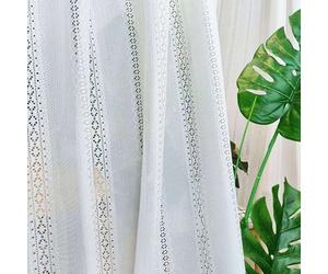 2 panneaux de rideaux en voile transparent avec dentelle ajourée - Blanc - 107 x 244 cm (42 x 96 pouces)