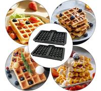 2 paquets de moule à gaufres en silicone, moule à gaufres à 2 cavités, moule à gaufres en matériau pour gâteau, chocolat, artisanat, bonbon, savon, noir Rayures verticales - 6 pièces,2 gaufriers noirs