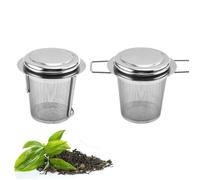 2 pc Infuseurs à Thé Inox 304, Filtre à Trou Fin, Poignées Pliables, Couvercle, Réutilisable, Universel pour Théière, Mug, Tasse
