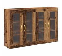 2-Pc Wall Cabinet Set Artisan Oak Finish 69.5x34x90cm Rectangulaire Unité de rangement Vitre d'affichage de porte pour salon Modern Organizer durable Home Decor Solution Space Saving Design Élégant
