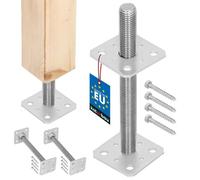 2 pces. Support de Poteau - Acier Galvanisé - 80 x 80 x 250 mm - M24 - Argent - Pied Réglable - Support Poteau Bois KOTARBAU