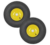 2 PCS 15x6.00-6 Ensemble de pneu et roue sans chambre à air, pneu avant de tondeuse à gazon de remplacement compatible avec les tondeuses autoportantes John Deere séries 100 et 300, moyeu d’offset de