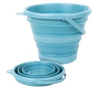 2 Pcs 3 litres Seau Pliable, Seaux Pliables, Seaux à Sable Pliables, Seau à Eau Pliable Portables et Peu encombrants pour pêche, bacs à Sable, Camping et Autres usages (Bleu)