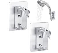2 Pcs Accroche Douchette Orientable Support,avec à Angle Réglable Support Mural pour Pommeau de Douche,Support Pommeau Douche,Support de Baguette de Douche Réglable,pour Salle de Bain Hôtel(Argent)