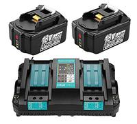 2 pcs BL1850B Batterie 18v 5ah Rechange avec Chargeur DC18RD Chargeur Double Rapide pour BL1850 18V 5ah BL1830 BL1860, Radio DMR108 DMR110 DUH523Z DUC353Z DMR112 DUC252 DUR181Z