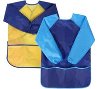 2 pcs Blouse Peinture Enfant Imperméable Tablier de Peinture Enfant, avec 3 Poches pour Peinture, Cuisine, nourrissage
