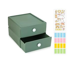 2 PCS Boite Rangement Plastique, Rangement Tiroir Empilable avec 2 Tiroirs | Bureau Casier de Rangement Avec 1 Onglets pour Fournitures de Papeterie, Maquillage, Chambre à Coucher, Salle de Bain
