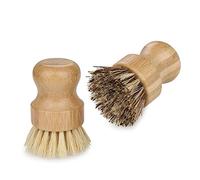 2 Pcs Brosse Vaisselle en Bambou, Brosse à Vaisselle Eco-Responsable, Brosse a Champignon de Nettoyage pour Évier de Cuisine, Salle de Bain, Brosse Vaisselle Domestique avec Poils Durs et Doux