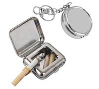2 Pcs Cendrier Portable Anti Odeur, Cendrier de Poche Portable, Mini Cendrier Inox avec Couvercle, Mini Portatif en Acier Inoxydable, pour Voyage, Camping et Activités Extérieures, Design Moderne