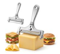 2 pcs coupe fromage en acier inoxydable argenté, avec fil et roulette | coupe-fromage à roulette réglables en épaisseur, 15cm trancheur à fromage ustensile de cuisine, pour les blocs de fromage