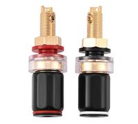 2 pcs de Soudure Libre Borne d'amplificateur de Puissance pour fiche Banane 4 mm, bornes à cosses, Fil Nu (Noir et Rouge)
