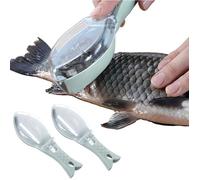 2 Pcs Écailleur Poisson Pro - Nettoyage Rapide, Cuisine & Restaurant, Couvercle Bleu Inclus