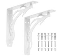 2 Pcs Equerre Etagere Murale blanc, Equerre Charge Lourde, Supports Équerre Étagère de Fixation Etagere Murale Vintage, Supports d'Étagère Murale à 90 Degrés Metal pour Meuble, 200x200x40 mm