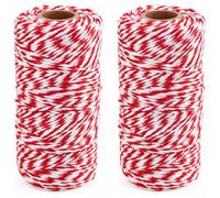 2 PCS Ficelle en Coton Rouge et Blanche 100 m, Bobines de Cordelette 1,5mm pour Emballage Cadeau, Décoration Noël, Bricolage, Loisirs Créatifs, Cuisine, Jardin, Maison et Fêtes DIY