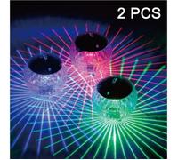 2 Pcs Flottant Piscine Lumières Solaire Alimenté Par Batterie Fleurs Gonflable Globe Glow Imperméable, Lampe De Boule De Piscine Ext