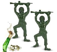 2 Pcs Green Army Man Bottle Opener, Creative 3d Mini Soldier Beer Wine Bottle Opener Beverage Easy Opening Bottle Opener Funny Bottle Opener Bartender Compatible Coke Bottle Opener for Beer Beverage