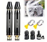 2 Pcs Home High-Pressure Car Wash Water Gun with Booster Nozzle,10x Powerful Water Gun for Car Cleaning,Adjustable High Pressure Hose Nozzle,3 Spray Modes,with 2 Clamps for Garden Watering