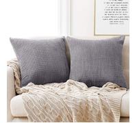 2 PCS Housse de Coussin 45x45cm en Velours Gris Clair Housse De Coussin Decoratif pour Canapé