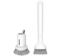 2 Pcs Kitchen Cleaning Brushes With Soap Dispenser Long Handle | Silicone & PET, 360° Rotating Head, Ergonomic Non-slip Grip, For Pots Pans Sinks Countertops, 2-pack