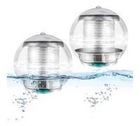 2 Pcs Lumière De Piscine, 7 Couleurs Changement Solaire Flottant Lumière Étang, Lumière Étanche En Solaire Suspension Boule Pour Aquarium Baignoire Bassin Jardin Piscine Étang Décor Blanc