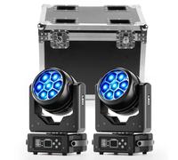 2 PCS Lyre LED 280W Tête Mobile avec 1 Flight Case,LED RGBW Beam Lumière de Scène,Focus Électronique,Wash Beam Vortex Effets Kaléidoscope,Projecteur Strobe Effekt pour Club,Fête,DJ,Bar,Disco