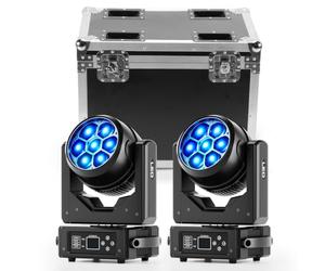 2 PCS Lyre LED 280W Tête Mobile avec 1 Flight Case,LED RGBW Beam Lumière de Scène,Focus Électronique,Wash Beam Vortex Effets Kaléidoscope,Projecteur Strobe Effekt pour Club,Fête,DJ,Bar,Disco