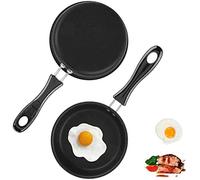 2 pcs Mini Poêle 12 cm Poêle à œuf au Plat Mini Poêle à Frire Poêle à Pancakes Anti-adhésive Poêle à Blinis avec Poignée Ergonomique Poêle Ronde Portable pour Faire Frire Les œufs