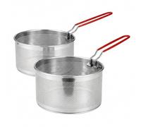 2 Pcs PanIEr à Frites avec Poignée, Amovible Panier à Friteuse Panier à Pâtes en Acier Inoxydable Passoire de Cuisine PassoireS à Nouille Passoire(17,7 cm + 19,7 cm)