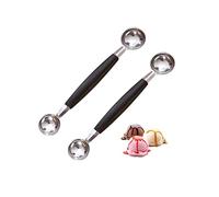 2 PCS Paquet de Cuillère À Boule de Melon À Fruits Double Face, 18 cm Cuillère Parisienne de Melon 2 en 1 Cuillère À Boule en Acier Inoxydable