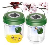 2 pcs Piège à Guêpes Solaire avec Lumière LED, Pièges à Insectes, Attrape Anti-Insectes Piège en Miel Abeilles Frelons Moustiques