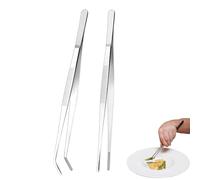 2 Pcs Pince Cuisine INOX, Pince Aquarium Longue Pince à Épiler Droite/Incurvée, Outils d'Aquarium et de Terrarium, Pinces d'alimentation
