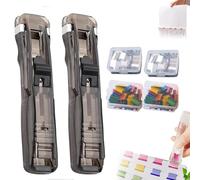 2 Pcs Portable Binder Clip Stapler, Includes 100 Reusable Clips, Handheld Paper Binder Clip Dispenser for Desk Document,for Home, School, Desk, Office(B)
