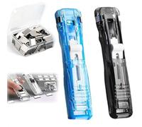2 Pcs Portable Binder Clip Stapler - Includes 50 Reusable Clips,Non-Destructive Paper Clam Dispenser,Handheld Paper Clam Clip Dispenser,for Office Home School and Fixing Documents，B