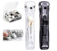 2 Pcs Portable Binder Clip Stapler - Includes 50 Reusable Clips,Non-Destructive Paper Clam Dispenser,Handheld Paper Clam Clip Dispenser,for Office Home School and Fixing Documents，A