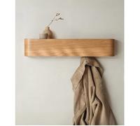 2 Pcs Porte-Manteau Mural Bois | Design Moderne avec Crochets Muraux Cachés | Panneau en Placage de Bois Massif | Chêne