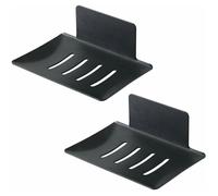 2 pcs porte-savon adhésif inox noir, fixation murale solide, plateau éponge durable, sans perçage Label