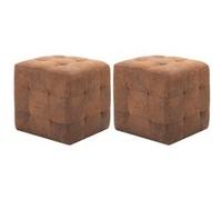 vidaXL 2X Poufs Tabouret Cube de Salle de Séjour Repose-Pied de Salon Ottoman Chambre à Coucher Maison Intérieur Confortable Marron Similicuir Daim