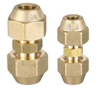 2 PCS raccords doubles cuivre 1/4" & 3/8" pour climatisation double mamelon, raccord de tuyau en cuivre AC sans soudure, avec écrou de raccordement pour climatiseurs sanitaires