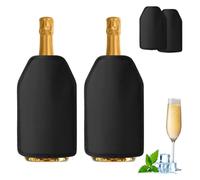 2 Pcs Rafraîchisseur à Vin：Refroidissement Longue Durée,Rafraîchisseur Bouteilles Vin,Manchon Refroidisseur de Vin Réutilisable,pour Bouteilles de Vin Efroidir le Champagne,Bière,Vin(Noir)