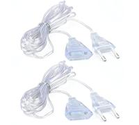 2 Pcs Rallonge Transparente 5m, Rallonge Electrique Fil Petite Câble d'extension Prise Européenne Plat de Prise Euro 220V 1W pour Lanternes Lumière Faible Puissance LED Utilisation Extérieure