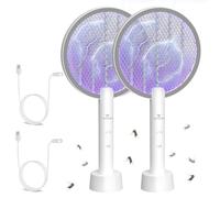 2 PCS Raquette Electrique Insectes 4000V GooQand, Raquette Moustique Electrique Rechargeable Via USB, Tuer Moustiques et Insectes Volants, Anti Moustique Intérieur et Extérieu(Blanc)