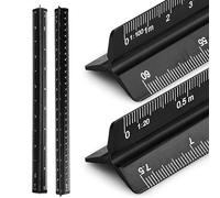 2 Pcs Règle Triangulaire en Aluminium, Règle Graduée en Métal 30 cm, 1:20 1:25 1:50 1:75 1:100 1:125/1:100 1:200 1:250 1:300 1:400 1:500, Échelles Métriques pour Ingénierie Architectes Étudiants, Noir