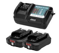 2 pcs Remplacer la Batterie 12V 2000mAh BL1021B avec Chargeur DC10WD pour makita BL1041B 97339-1 197296-9 DF031D DF0331D TD110D JR103D TM30D TM30DZ