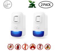 2 pcs Répulsif Ultrason Intérieur pour Anti Moustiques Mouche Fourmi Cafard Araignées Inodore Non toxique