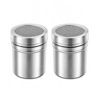 2 PCS Saupoudreuse Sucre Glace et Cacao, Saupoudreuse Chocolat Poudre en Acier Inoxydable avec Couvercle, Saupoudreur de Sucre en Poudre pour Décoration de Pâtisseries et Boissons