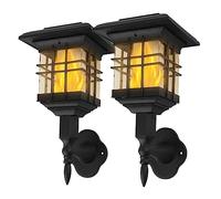 2 PCS Solaire Led Mur Lumières En Plein Air Solaire Flamme Lampe Solaire Lumière D'énergie Rétro Lanterne Jardin Décor Étanche Solaire Réverbère